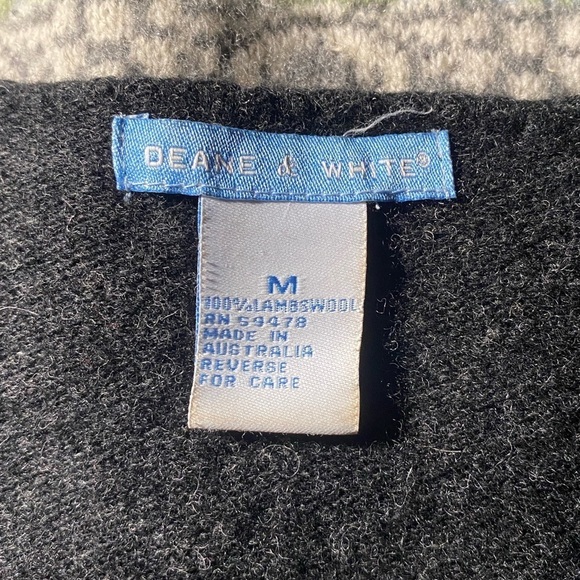 Deane & White 100% Lambswool Cardigan Sweater Gray Green & Blue Detail Medium - Picture 9 of 11